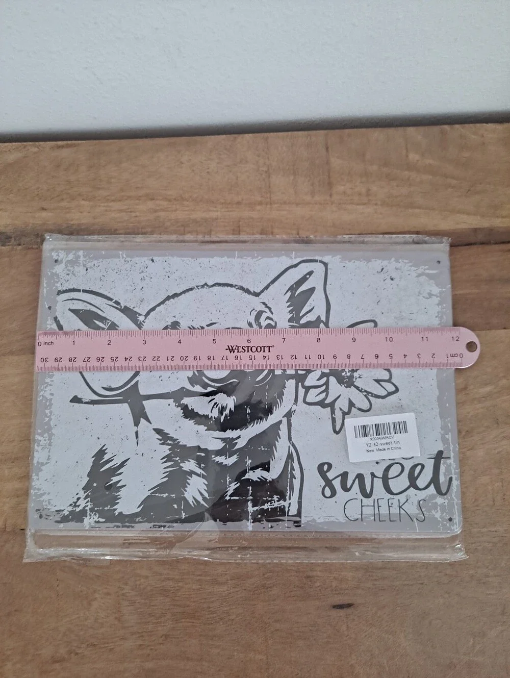 Sweet Pig Graphic Wall Art Print Black & White Tin Bathroom Sign Farm House